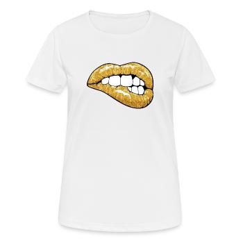 Lèvres dorées - T-shirt respirant Femme - blanc - Devant - AI Model Female 172 dark (172cm)