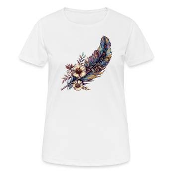 Feder mit toller Verzierung - Frauen T-Shirt atmungsaktiv - Weiß - Vorne - AI Model Female 172 dark (172cm)