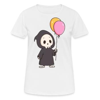Mignon Faucheur avec des ballons - Design d’humour noir - T-shirt respirant Femme - blanc - Devant - AI Model Female 172 dark (172cm)