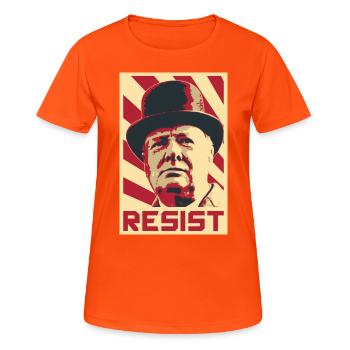 Winston Churchill Rétro propagande - T-shirt respirant Femme - orange néon - Devant - AI Model Female 172 dark (172cm)