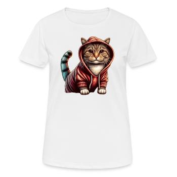 Cute Kitten Wearing Hoodie - Women's Breathable T-Shirt - white - Front - AI Model Female 172 dark (172cm)