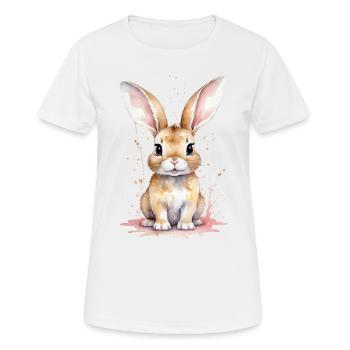 Ein Aquarell-Kawaii-Hase bringt dein Herz zum Schmelzen - Frauen T-Shirt atmungsaktiv - Weiß - Vorne - AI Model Female 172 dark (172cm)