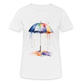 Aquarell Regenschirm blüht mit Farbe - Frauen T-Shirt atmungsaktiv - Weiß - Vorne - AI Model Female 172 dark (172cm)