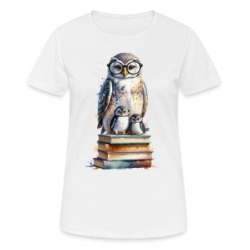 Hibou érudit - Aquarelle - T-shirt respirant Femme - blanc - Devant - AI Model Female 172 dark (172cm)