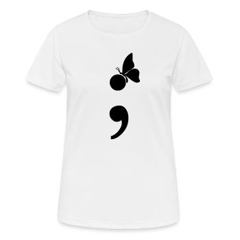 Schmetterling auf Semikolon Depression Geschenk - Frauen T-Shirt atmungsaktiv - Weiß - Vorne - AI Model Female 172 dark (172cm)