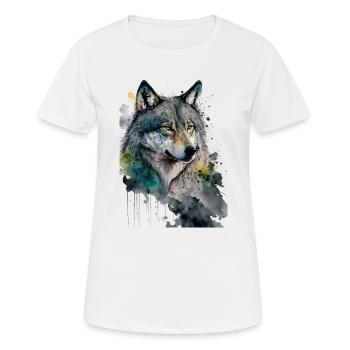 Wolf Aquarelles Art Peinture Aquarelle - T-shirt respirant Femme - blanc - Devant - AI Model Female 172 dark (172cm)