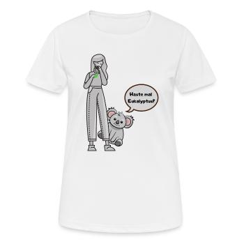 Koala fragt nach Eukalyptus - Frauen T-Shirt atmungsaktiv - Weiß - Vorne - AI Model Female 172 dark (172cm)