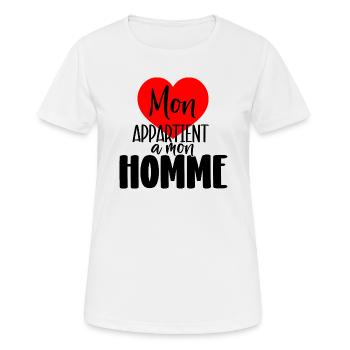 Mon coeur appartient a mon homme - T-shirt respirant Femme - blanc - Devant - AI Model Female 172 dark (172cm)