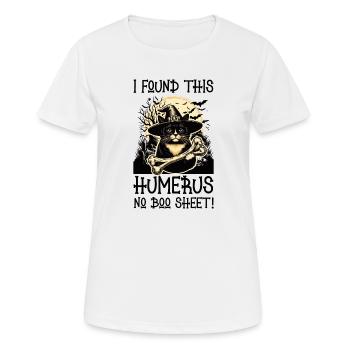 Halloween chat sorcière humour disant drôle - T-shirt respirant Femme - blanc - Devant - AI Model Female 172 dark (172cm)