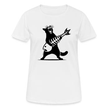 Rock Musik Katze Lustig Humor Geschenkidee - Frauen T-Shirt atmungsaktiv - Weiß - Vorne - AI Model Female 172 dark (172cm)