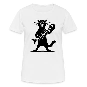 Rock Musik Katze Lustig Humor Geschenkidee - Frauen T-Shirt atmungsaktiv - Weiß - Vorne - AI Model Female 172 dark (172cm)