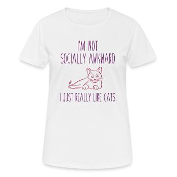 Ich bin nicht sozial unbeholfen, ich mag Katzen wirklich - Frauen T-Shirt atmungsaktiv - Weiß - Vorne - AI Model Female 172 dark (172cm)
