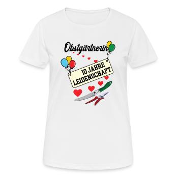 Obstgärtnerin Jubiläum 10 Jahre 10. jähriges Jubi - Frauen T-Shirt atmungsaktiv - Weiß - Vorne - AI Model Female 172 dark (172cm)