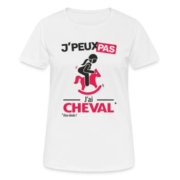 J'peux pas, j'ai cheval - T-shirt respirant Femme - blanc - Devant - AI Model Female 172 dark (172cm)