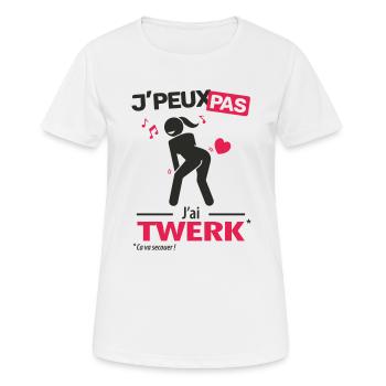 J'peux pas, j'ai twerk (version femme) - T-shirt respirant Femme - blanc - Devant - AI Model Female 172 dark (172cm)