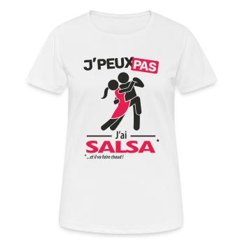 Je peux pas, j'ai salsa - T-shirt respirant Femme - blanc - Devant - AI Model Female 172 dark (172cm)
