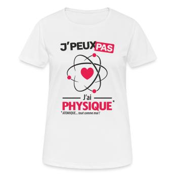 Je peux pas, j'ai physique atomique - T-shirt respirant Femme - blanc - Devant - AI Model Female 172 dark (172cm)
