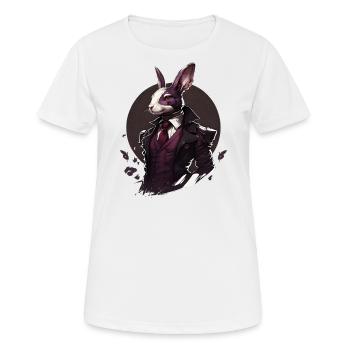 Lapin avec costume - T-shirt respirant Femme - blanc - Devant - AI Model Female 172 dark (172cm)