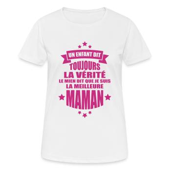 je suis la meilleure maman - T-shirt respirant Femme - blanc - Devant - AI Model Female 172 dark (172cm)