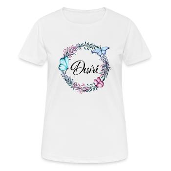 Desiré, nom, lettrage, couronne de fleurs, cadeau - T-shirt respirant Femme - blanc - Devant - AI Model Female 172 dark (172cm)