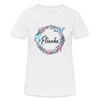 Elianka, nom, lettrage, couronne de fleurs, cadeau - T-shirt respirant Femme - blanc - Devant - AI Model Female 172 dark (172cm)