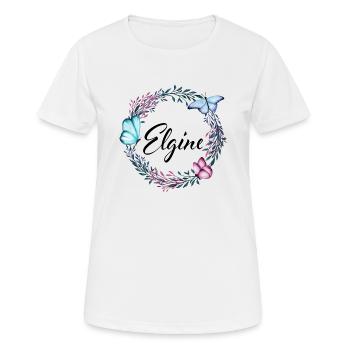 Elgine, name, lettering, flower wreath, gift - Women's Breathable T-Shirt - white - Front - AI Model Female 172 dark (172cm)