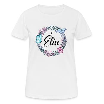 Élise, nom, lettrage, couronne de fleurs, cadeau - T-shirt respirant Femme - blanc - Devant - AI Model Female 172 dark (172cm)