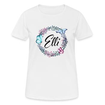 Elli, name, lettering, flower wreath, gift - Women's Breathable T-Shirt - white - Front - AI Model Female 172 dark (172cm)