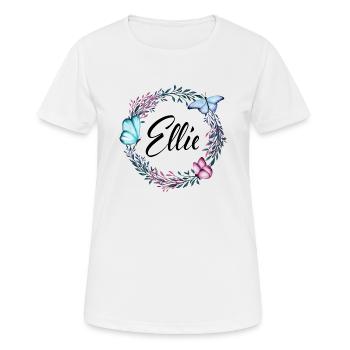Ellie, name, lettering, flower wreath, gift - Women's Breathable T-Shirt - white - Front - AI Model Female 172 dark (172cm)