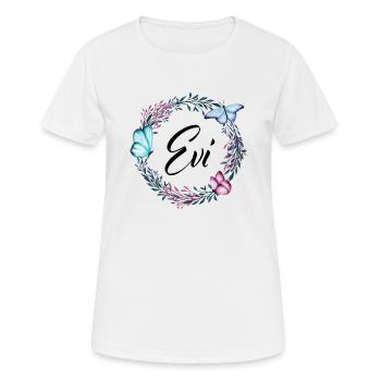 Evi, nom, lettrage, couronne de fleurs, cadeau - T-shirt respirant Femme - blanc - Devant - AI Model Female 172 dark (172cm)