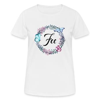 Fee, nom, lettrage, couronne de fleurs, cadeau - T-shirt respirant Femme - blanc - Devant - AI Model Female 172 dark (172cm)