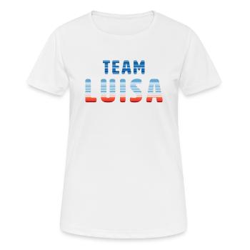 Team Luisa | Warming Stripes - Frauen T-Shirt atmungsaktiv - Weiß - Vorne - AI Model Female 172 dark (172cm)