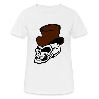 Crâne avec le chapeau supérieur - T-shirt respirant Femme - blanc - Devant - AI Model Female 172 dark (172cm)