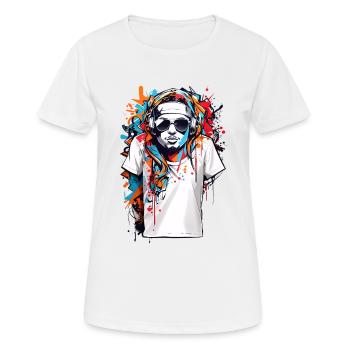 Abstrakte Hipster Kunst - Frauen T-Shirt atmungsaktiv - Weiß - Vorne - AI Model Female 172 dark (172cm)