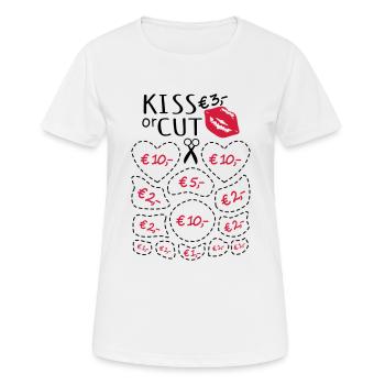Junggesellenabschied Küssen oder Ausschneiden - Frauen T-Shirt atmungsaktiv - Weiß - Vorne - AI Model Female 172 dark (172cm)