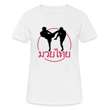 THAI BOXING FIGHTER - Frauen T-Shirt atmungsaktiv - Weiß - Vorne - AI Model Female 172 dark (172cm)