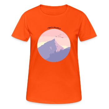 Hate People Bergpanorama - Frauen T-Shirt atmungsaktiv - Neonorange - Vorne - AI Model Female 172 dark (172cm)