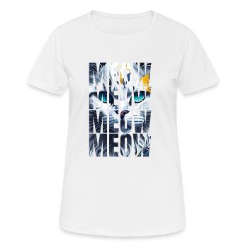 Miau, Miau, Miau, Katze, Design: - Frauen T-Shirt atmungsaktiv - Weiß - Vorne - AI Model Female 172 dark (172cm)