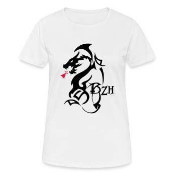 Stammes-Drache bzh Hermine Breton - Frauen T-Shirt atmungsaktiv - Weiß - Vorne - AI Model Female 172 dark (172cm)