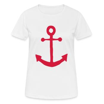 Anker - Frauen T-Shirt atmungsaktiv - Weiß - Vorne - AI Model Female 172 dark (172cm)