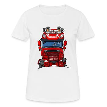 0793 D camion pare-buffles rouges - T-shirt respirant Femme - blanc - Devant - AI Model Female 172 dark (172cm)