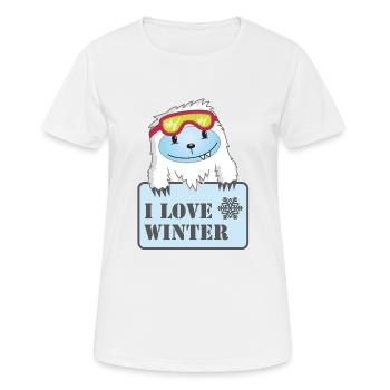 Yeti - I love winter - Frauen T-Shirt atmungsaktiv - Weiß - Vorne - AI Model Female 172 dark (172cm)