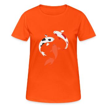Koi - Frauen T-Shirt atmungsaktiv - Neonorange - Vorne - AI Model Female 172 dark (172cm)