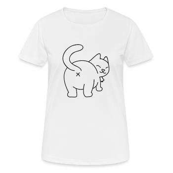 Katze Mieze Kätzchen Schmusekatze Geschenkidee - Frauen T-Shirt atmungsaktiv - Weiß - Vorne - AI Model Female 172 dark (172cm)