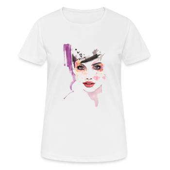 Visage de femme aquarelle - visage de femme aquarelle - T-shirt respirant Femme - blanc - Devant - AI Model Female 172 dark (172cm)