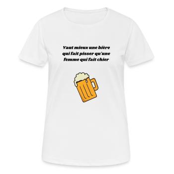 Vaut mieux une bière qui fait pisser qu'une femme - T-shirt respirant Femme - blanc - Devant - AI Model Female 172 dark (172cm)