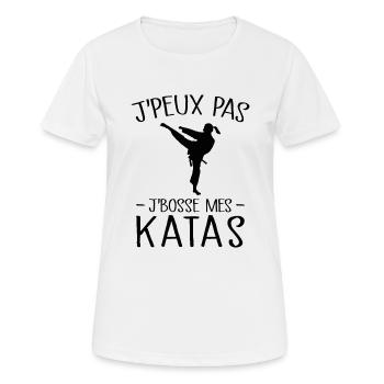 Je Peux Pas Je Bosse Mes Katas - T-shirt respirant Femme - blanc - Devant - AI Model Female 172 dark (172cm)