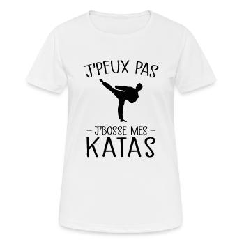 Je Peux Pas Je Bosse Mes Katas - T-shirt respirant Femme - blanc - Devant - AI Model Female 172 dark (172cm)
