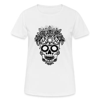 Art du crâne de sucre - T-shirt respirant Femme - blanc - Devant - AI Model Female 172 dark (172cm)