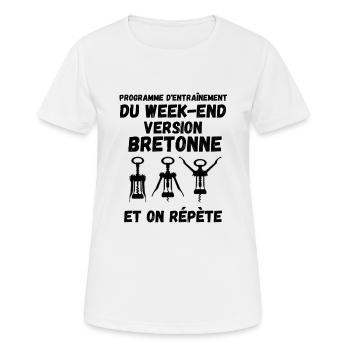 Entraînement bretonne - T-shirt respirant Femme - blanc - Devant - AI Model Female 172 dark (172cm)